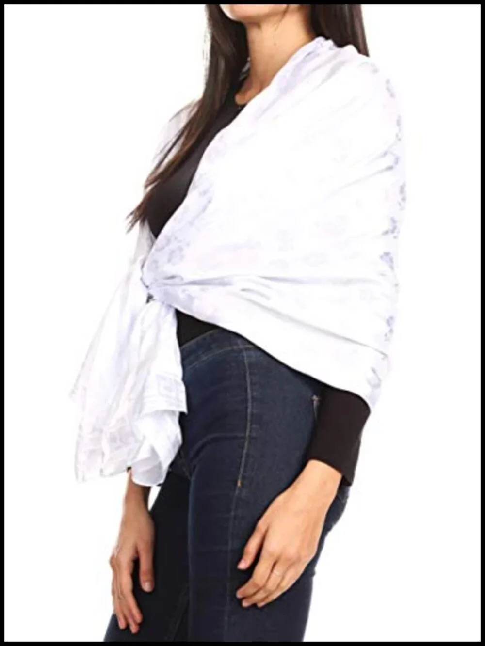 Large Brocade Evening Shawl Wrap Head Scarf - Soft Viscose Silk Feel